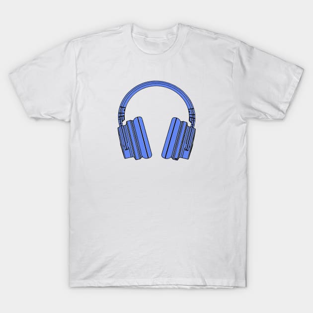 Blue headphones T-Shirt by Deias Designs